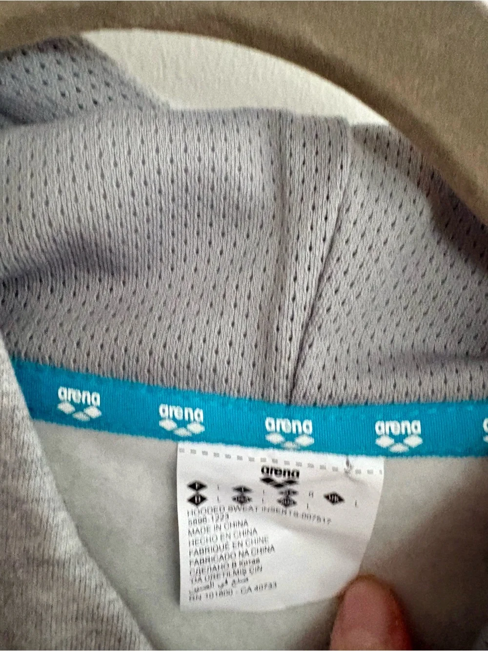 Arena USA Grey Hoodie Sweatshirt with Flag Patch
